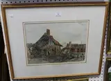 View of a Burnt-out House in War-torn France by Paul Ayshford Methuen, 4th Baron Methuen, 1917, watercolour and charcoal, sold Oct 2013