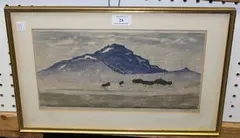 J. Gothe, View of a Mountain, woodblock, signed, indistinctly titled, dated '65 and editioned 12/20 in pencil