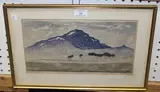 J. Gothe, View of a Mountain, woodblock, signed, indistinctly titled, dated '65 and editioned 12/20 in pencil
