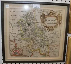 Christopher Saxton, Buckingham ...' (Map of Buckinghamshire), engraving with later colour