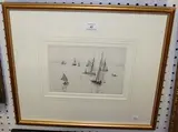 William Lionel Wyllie, Light Airs, monochrome drypoint etching
