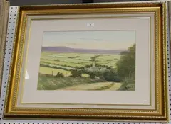 Johnny Gaston, View of Llangynwyd Church, Maesteg, Mid Glamorgan, watercolour