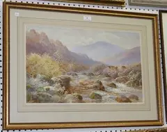 J. Barrett, The Tavy above Mary Tavy' (Dartmoor Landscape), watercolour and gouache