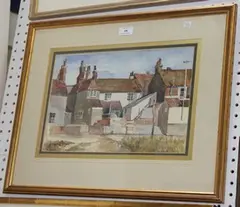 E.C. Wright, Rear View of a Row of Houses, watercolour