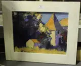 A. Anderson, View of a Continental Building across a Field, acrylic on board
