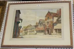 Steyning' (View of Church Street) by F.M. Burton, 1972, watercolour, sold Oct 2013