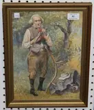 J. Franklin Pike, Full Length Portrait of a Man sharpening a Scythe, 1910, watercolour