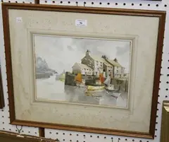 Frederick T. W. Cook, View of Polperro Harbour, watercolour