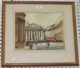 Francis Milton Cashmore, The Royal Exchange' and 'Threadneedle Street, a pair of watercolours over pencil