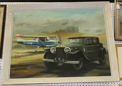 Dion Pears, Study of a Car and Plane with Lancing College in the distance, oil on canvas