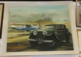 Dion Pears, Study of a Car and Plane with Lancing College in the distance, oil on canvas