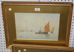George Stanfield Walters, On the Lagoon, Venice' and 'Yarmouth Boats going out, two watercolours with touches of gouache