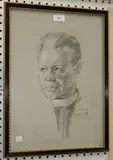 Stephen Ward, Portrait of a Man in a Clerical Collar, charcoal