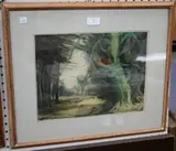 H. Caudwell, View of a Woodland Glade, 1965, watercolour and gouache