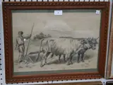 G. Mercier, Plough Team in a Landscape, 1892, pencil and charcoal