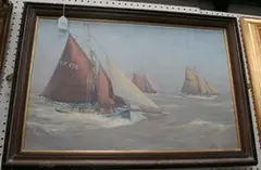 Jenny Morgan, Towards Colne Bar Buoy, Restored Essex Smacks Racing, oil on canvas