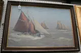 Jenny Morgan, Towards Colne Bar Buoy, Restored Essex Smacks Racing, oil on canvas