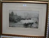 St Ives by William Lionel Wyllie, monochrome etching, sold Aug 2013