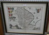 Johannes Janssonius, Lincolnia Comitatus Anglis Lyncolneshire' (Map of Lincolnshire), engraving with later colour
