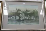 Ken Hildrew, View of a Riverside Village, mixed media