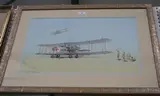 Barry K. Barnes, Study of a Twin-engine Transporter Biplane with Red Cross Markings, watercolour over pencil
