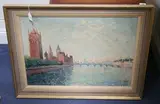 William Rutledge, View of the River Thames with the Houses of Parliament, oil on canvas