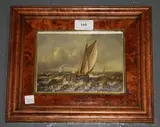 Jean Laurent, Coastal View with Sailing Vessels, oil on panel