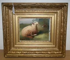 R. Detrixhe, Study of a Recumbent Sheep, oil on tin