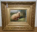 R. Detrixhe, Study of a Recumbent Sheep, oil on tin