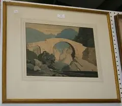 Bertram Nicholls, View of a Bridge, 1932, watercolour