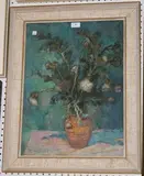 Gyula Sajó, Thistle' (Still Life Study of Thistles in a Vase), 1959, oil tempera on board