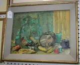 Mary Benbow, Still Life Study of Sewing Accoutrements, oil on canvas