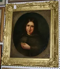 J.F. Browne, Oval Head and Shoulders Portrait of a Girl, 1890, oil on canvas