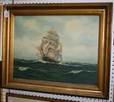 H. Braunston, Clipper Ship, the Lightning, oil on canvas