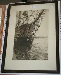 Jan Sirks, Study of a Ship's Bow, monochrome etching