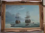 Anthony Brandrett, Study of the Victory and another Ship in Icy Waters, oil on canvas