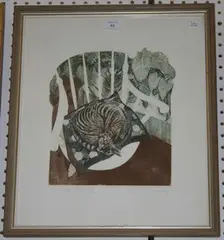 Robert R Greenhalf, The White Chair, colour aquatint