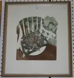 Robert R Greenhalf, The White Chair, colour aquatint