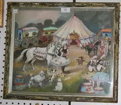 Ines Taxis, View of a Circus, mixed media including watercolour