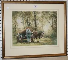 Christopher Jarvis, Logging in the Glade, watercolour with touches of gouache