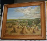 Frederick Edwards, The Oncoming Storm' (Landscape with Corn Stooks and Village), oil on canvas
