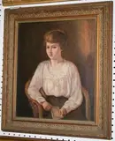 J. Moir-Paton, Half Length Portrait of a Lady seated in a Chair, 1919, oil on canvas