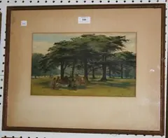 J. E. Buckley, Richmond Park' (Figures picnicking in the Park), 1868, watercolour