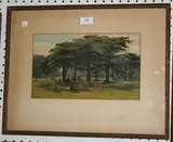 J. E. Buckley, Richmond Park' (Figures picnicking in the Park), 1868, watercolour