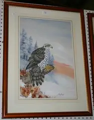 Ian Bowles, Study of an Osprey and Study of an Owl, a pair of watercolours with gouache