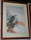 Ian Bowles, Study of an Osprey and Study of an Owl, a pair of watercolours with gouache