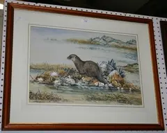 Ian Bowles, Study of an Otter, watercolour with gouache