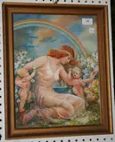 Isobel Hogg, Mother and Children below a Rainbow, watercolour