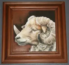 Katie Wilkins, Study of a Ram's Head, oil on board