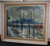 Esmond Knight, Victoria Embankment, oil on canvas